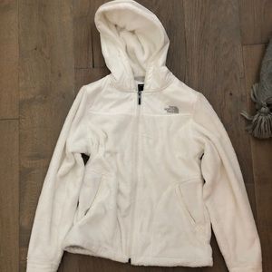 White Fuzzy North Face Jacket!